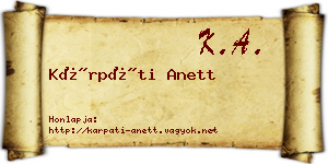Kárpáti Anett névjegykártya