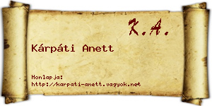 Kárpáti Anett névjegykártya